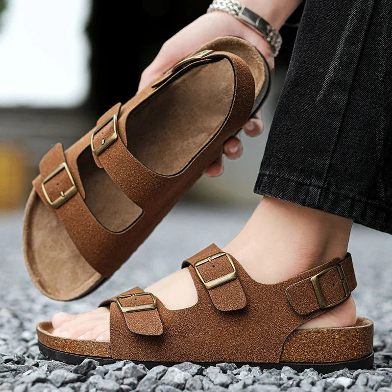 Dorian Cork Sandals in Sienna Brown