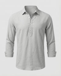 Dorian Lightweight Linen Shirt with Button Front in White