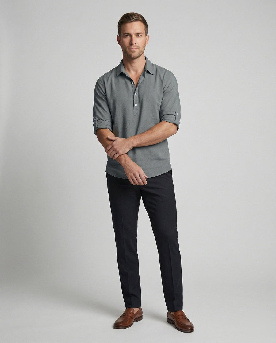 Dorian Lightweight Linen Shirt with Button Front