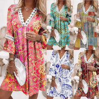 Dorothea Casual Dress with V-Neck and Ruffles