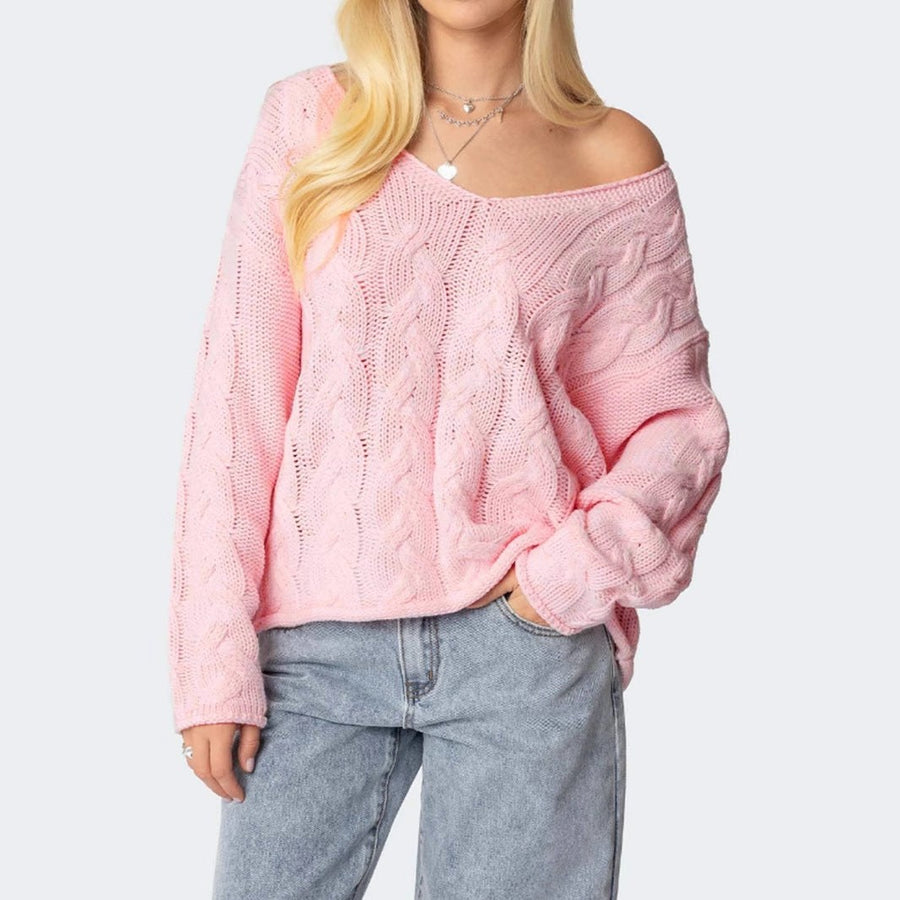 Dorothea Casual Knit Sweater with V-Neck