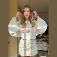 Dorothea Elegant Blouse with Embroidery in Print