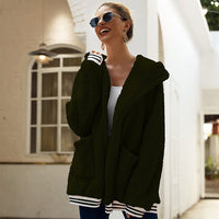 Dorothea Jacket with Pockets and Hood in Olive Green
