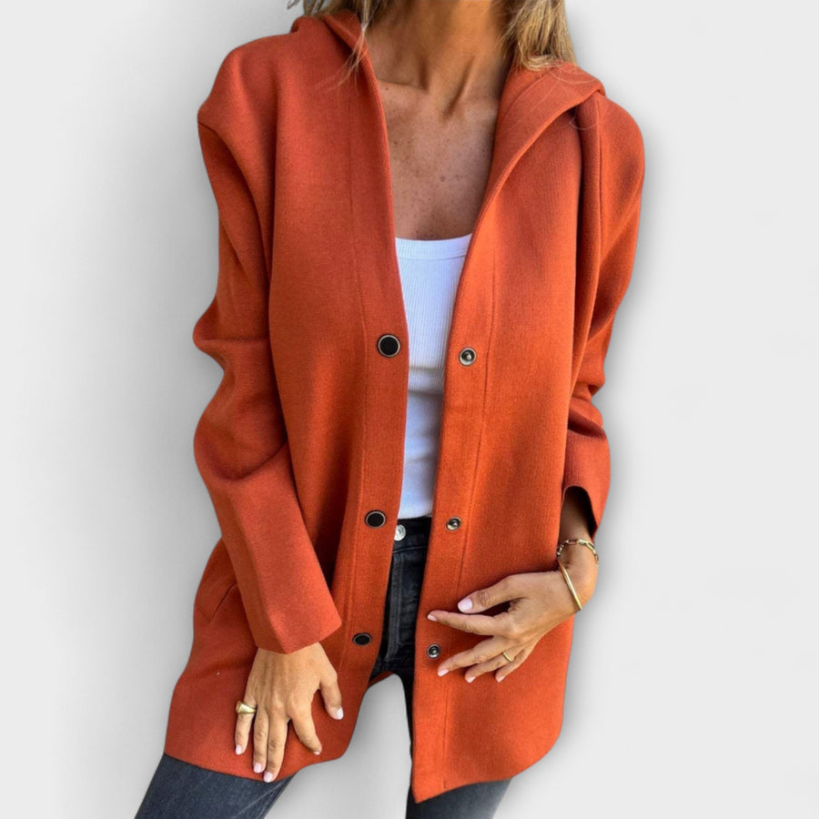 Sandra | Women's Casual Button Front Hooded Jacket