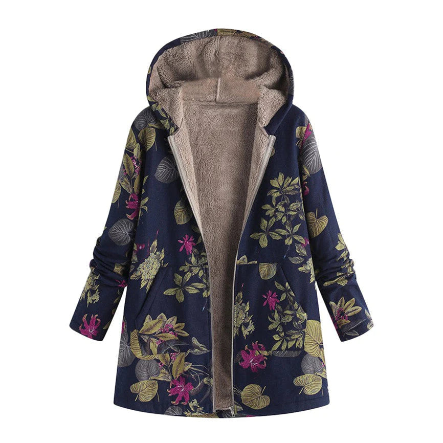 Casey | Women's Winter Floral Coat with Hood