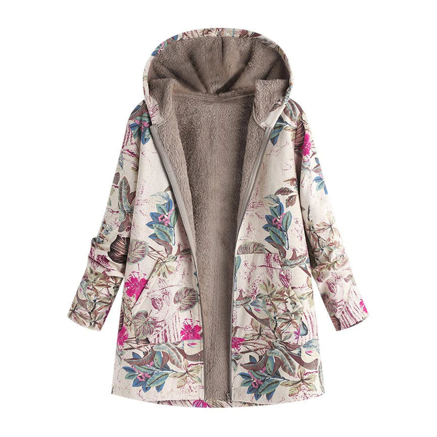 Casey | Women's Winter Floral Coat with Hood