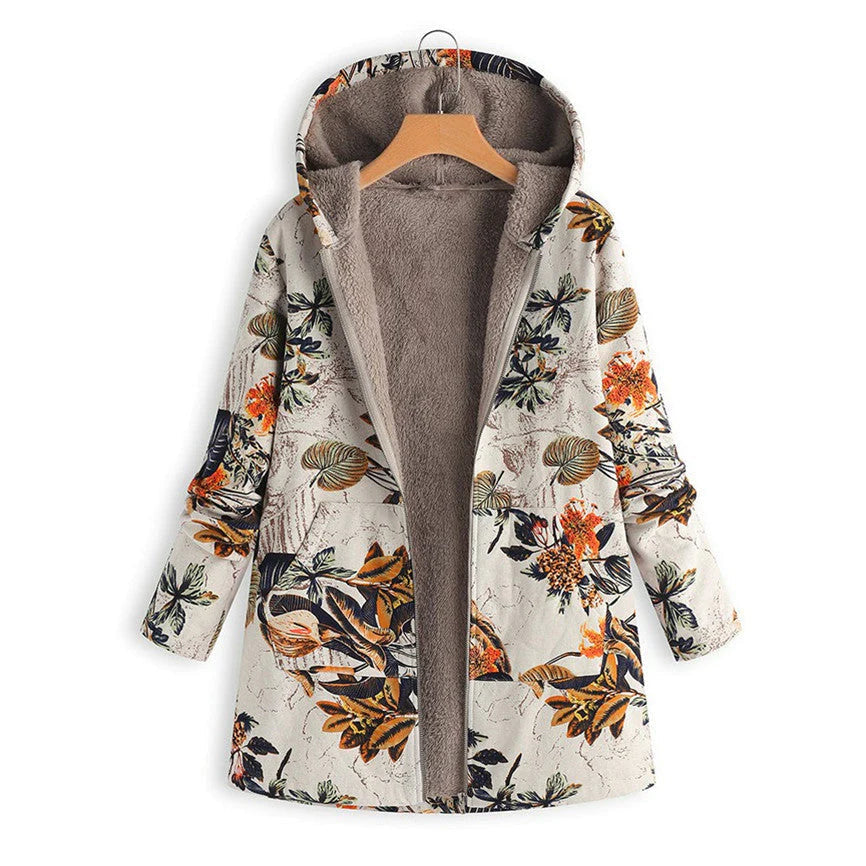 Casey | Women's Winter Floral Coat with Hood