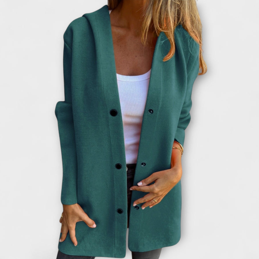 Sandra | Women's Casual Button Front Hooded Jacket