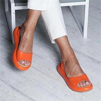 Drift Women's Peep Toe Flatform Slide Sandals Wide Strap in Orange