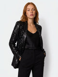 B40 10) Sequin Party Boyfriend Blazer Classic Jacket Boho Chic
