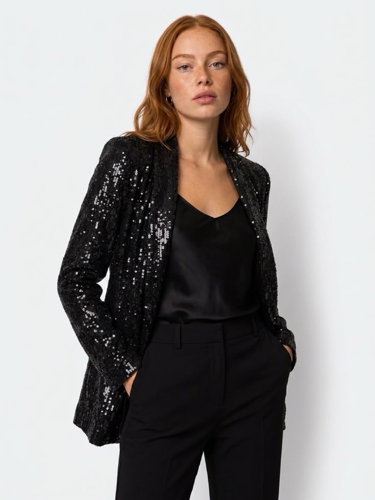 B40 10)express Sequin Party Boyfriend Blazer Classic Jacket Boho Chic