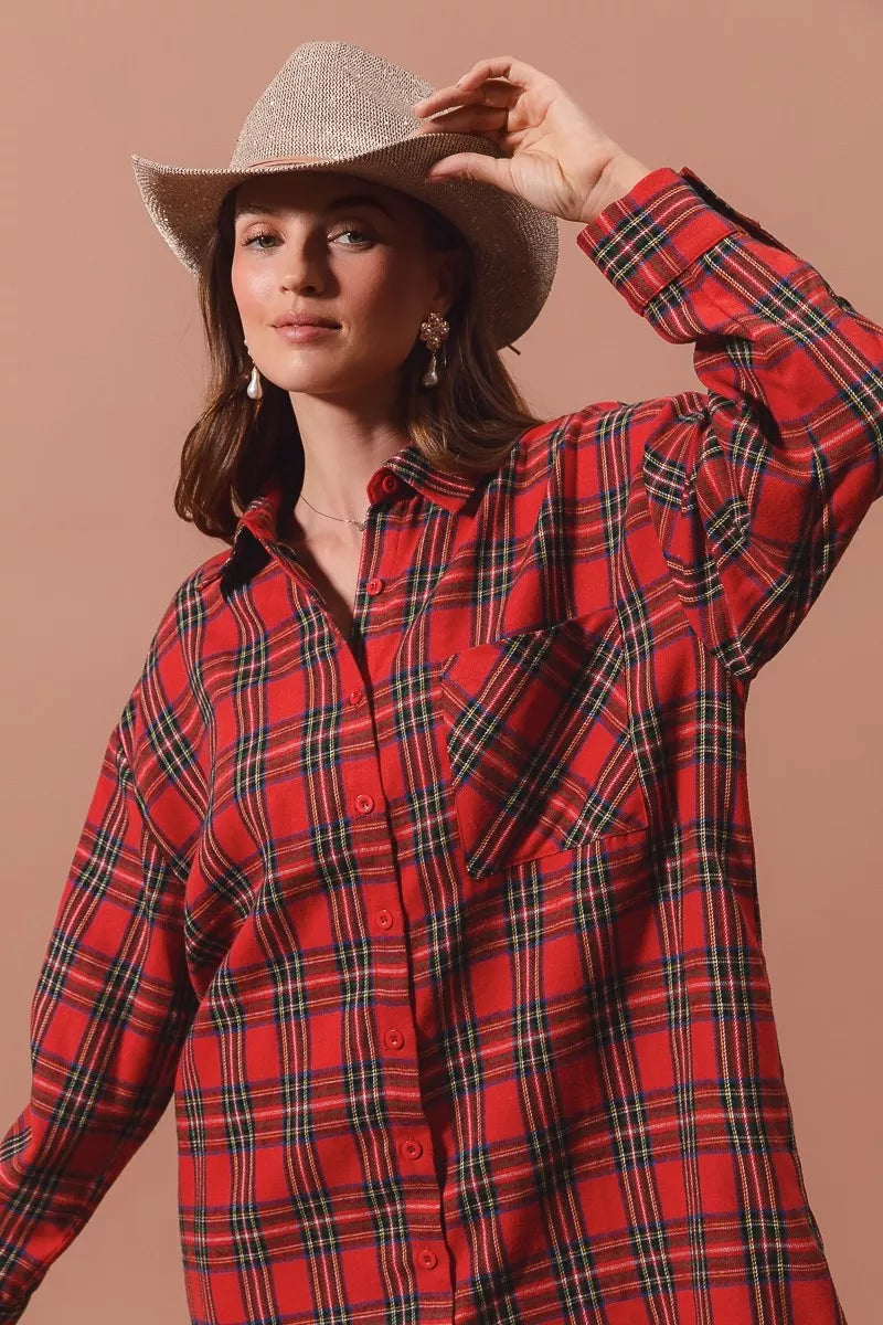 Margot Plaid Button-Up Midi Dress
