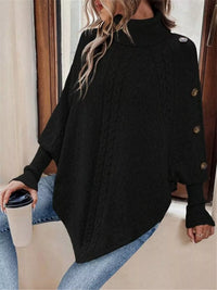 Cable Knit Turtleneck Cape Sweater