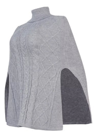 Chunky Cable Knit Turtleneck Poncho Cover Up