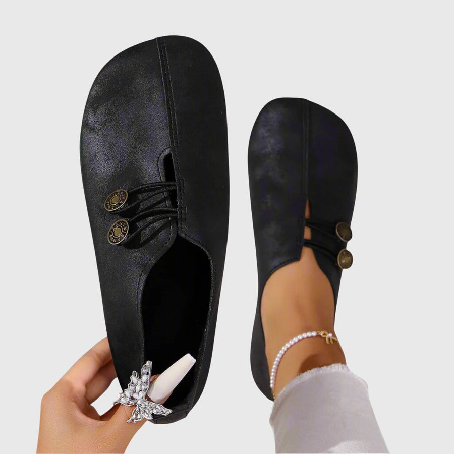 Regine | Women's Spring Casual Slip-On Flats with Button Detail