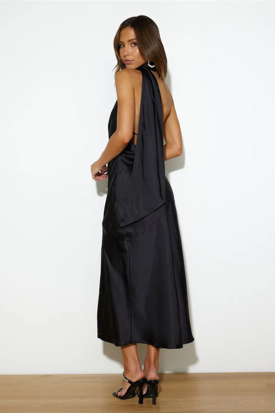 Vivienne Satin Backless Midi Dress