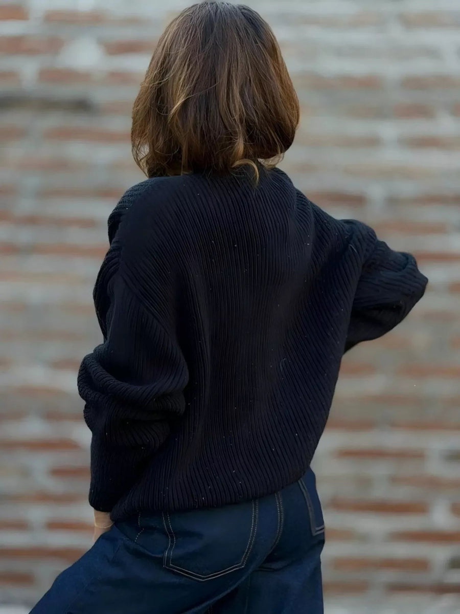 V Neck Button Up Knit Cardigan