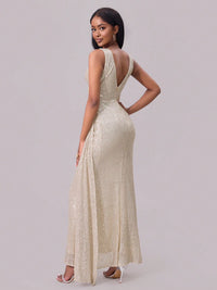 Isabelle Sequin Surplice Maxi Dress