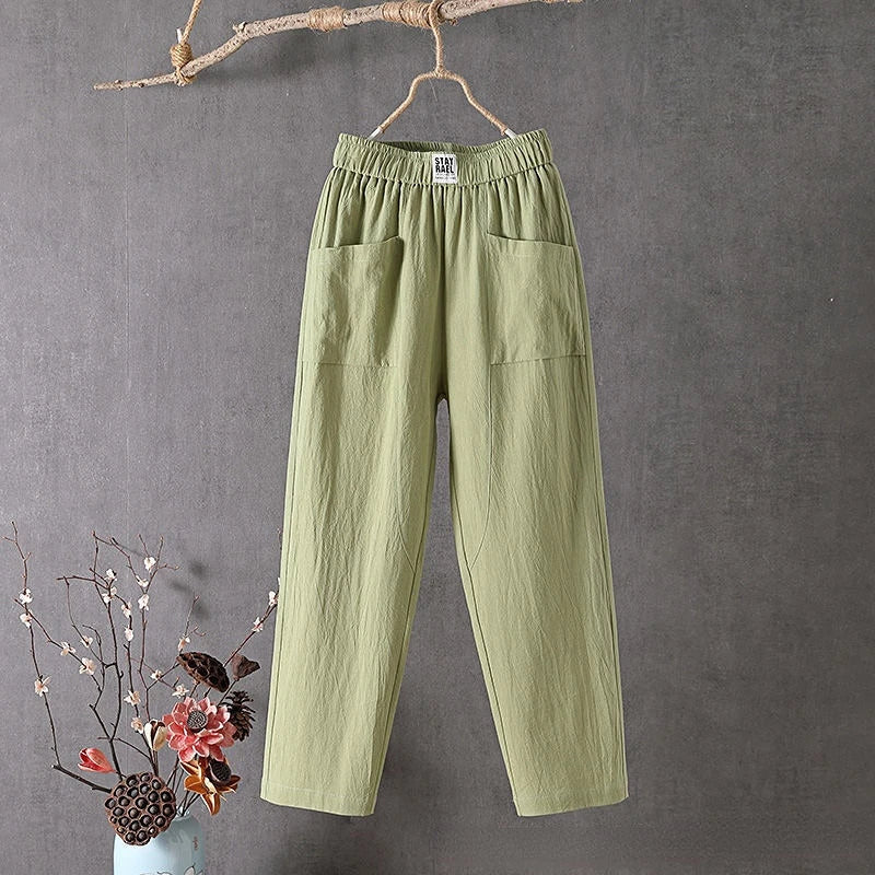 Eva | Women's Relaxed Fit Elastic Waist Trousers