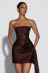 Brielle Mini Dress – Plum Brown