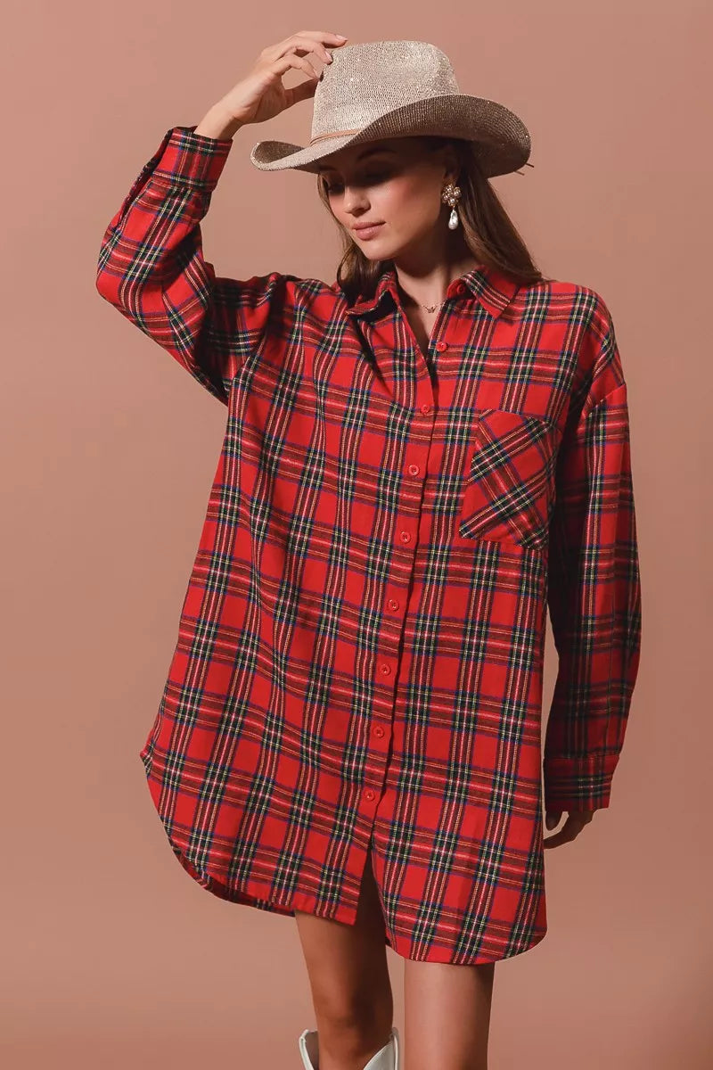 Margot Plaid Button-Up Midi Dress