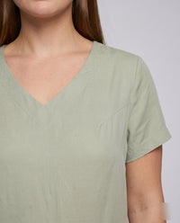 Eden Airy Linen Top with V-Neck
