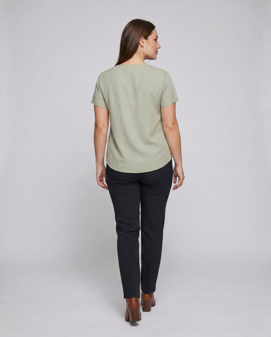 Eden Airy Linen Top with V-Neck