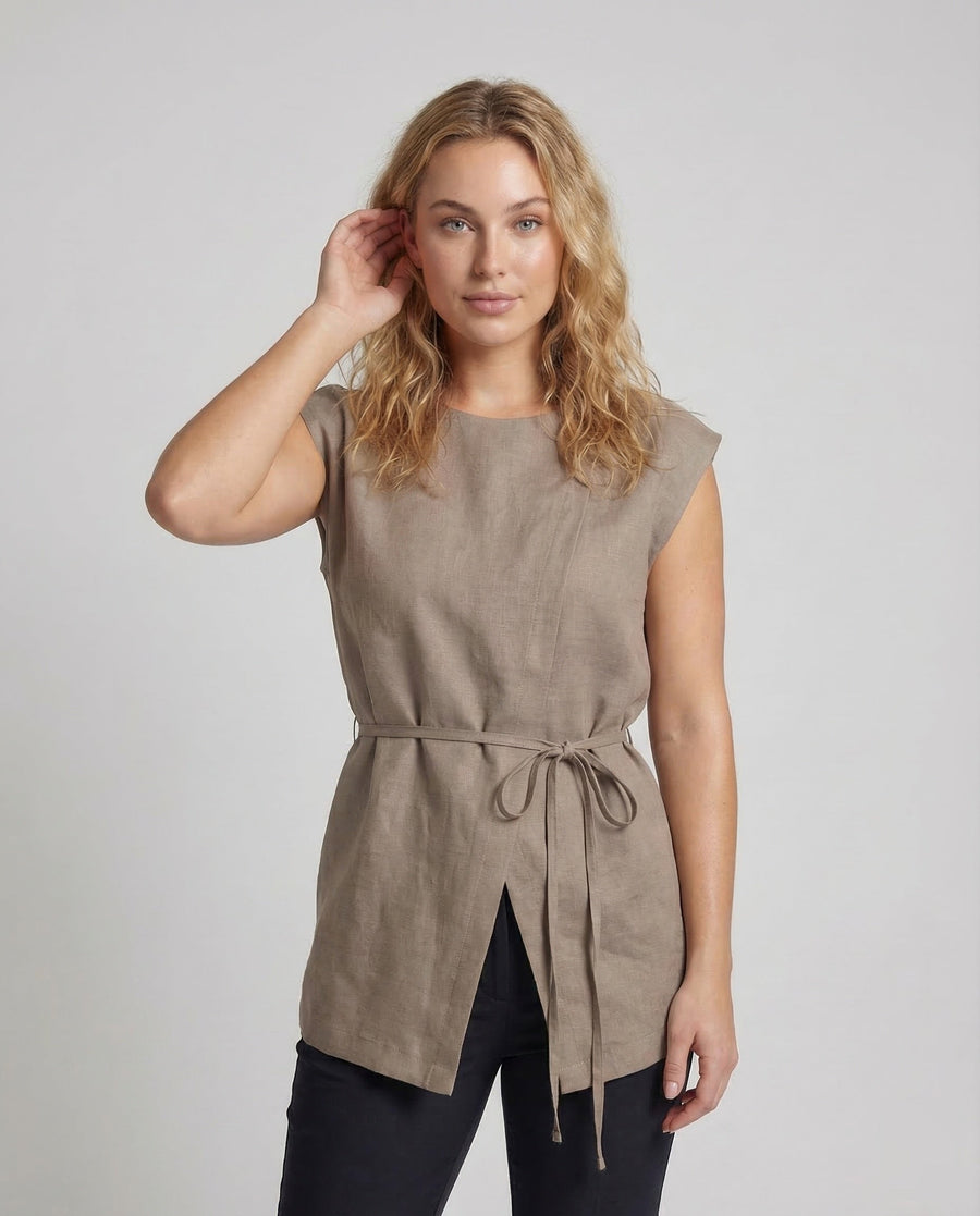 Eden Blouse with Sleeveless and Belted