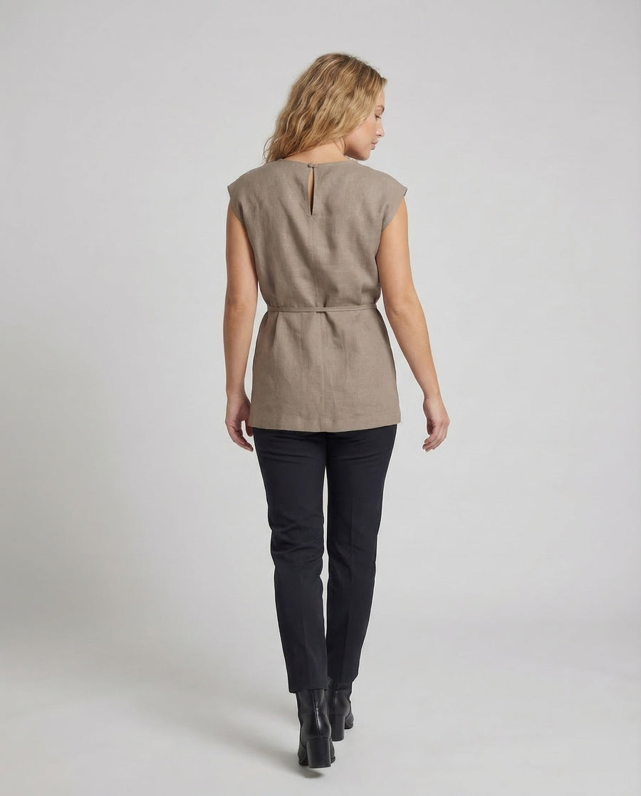 Eden Blouse with Sleeveless and Belted