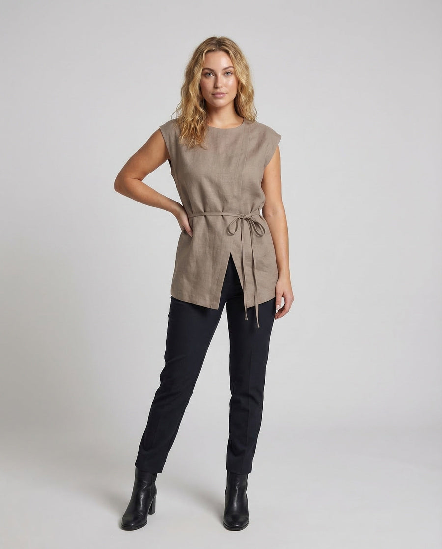 Eden Blouse with Sleeveless and Belted