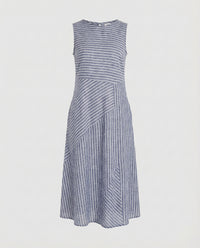 Eden Linen Blend Midi Dress in Blue