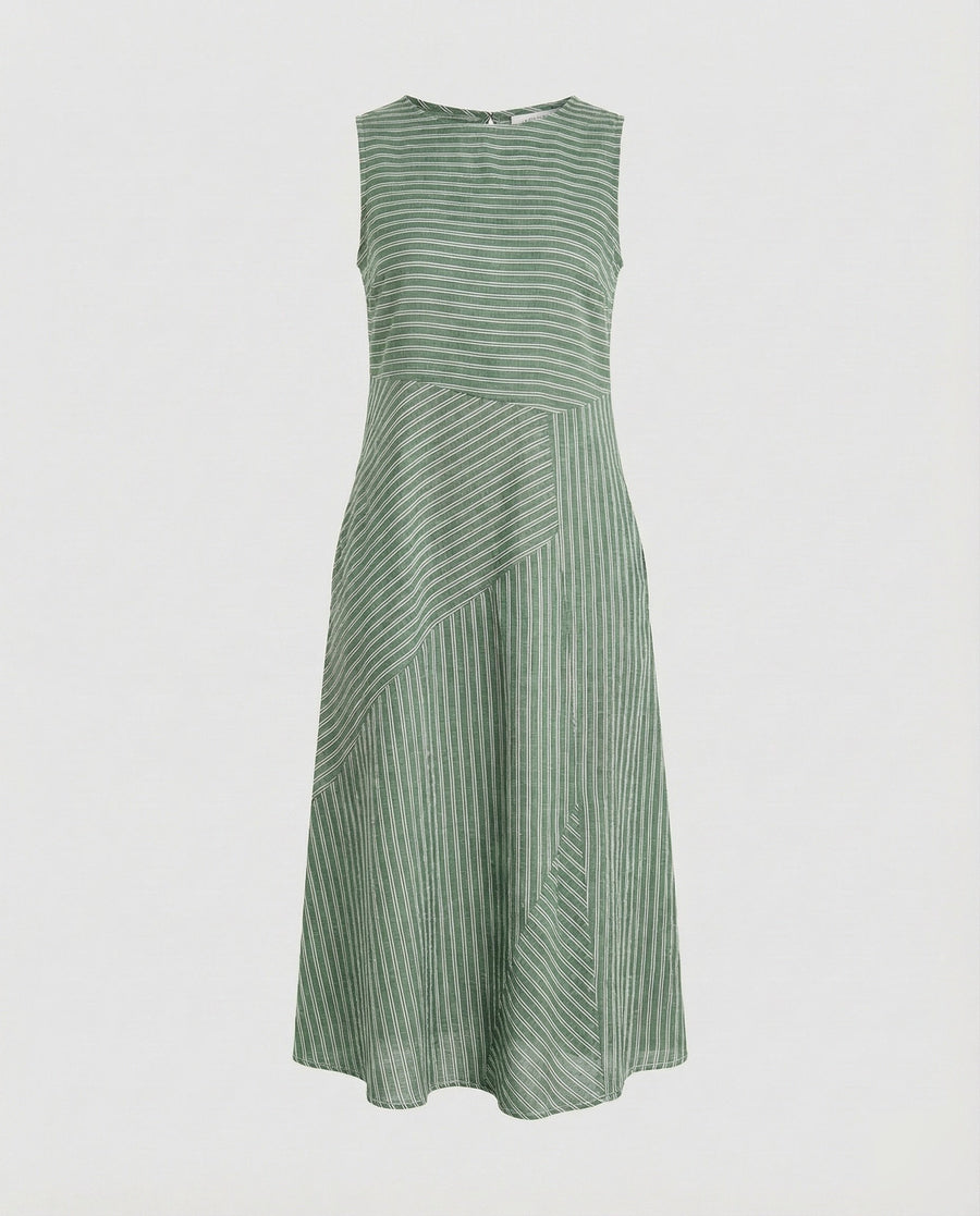 Eden Linen Blend Midi Dress in Green