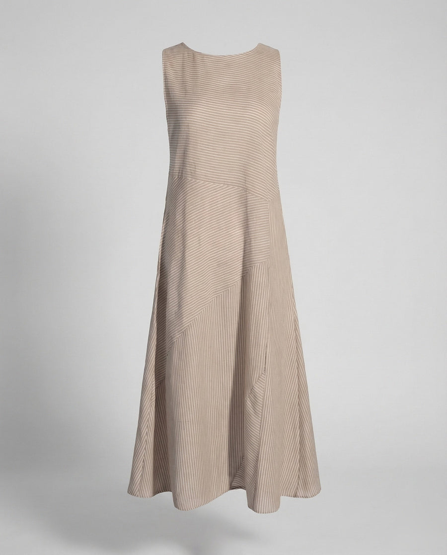 Eden Linen Blend Midi Dress in Khaki