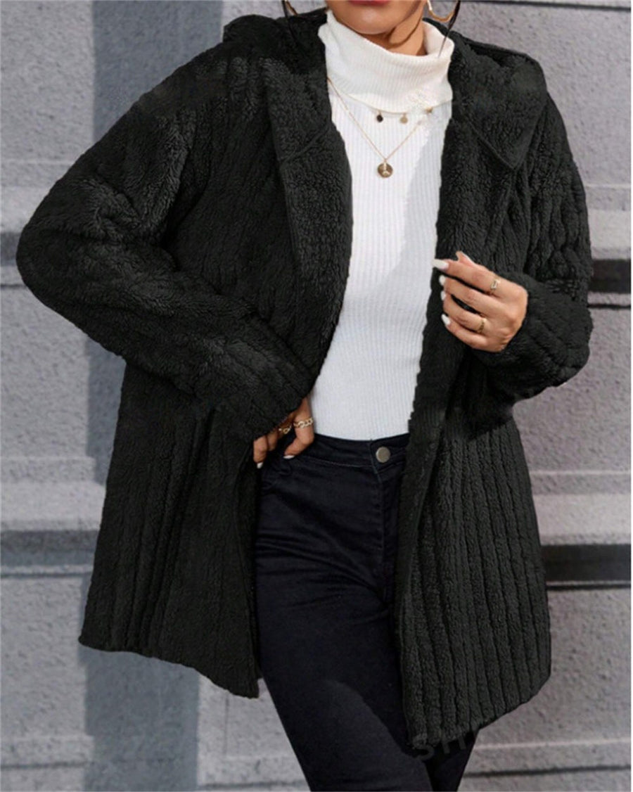 Edie Casual Jacket with Hood in Black