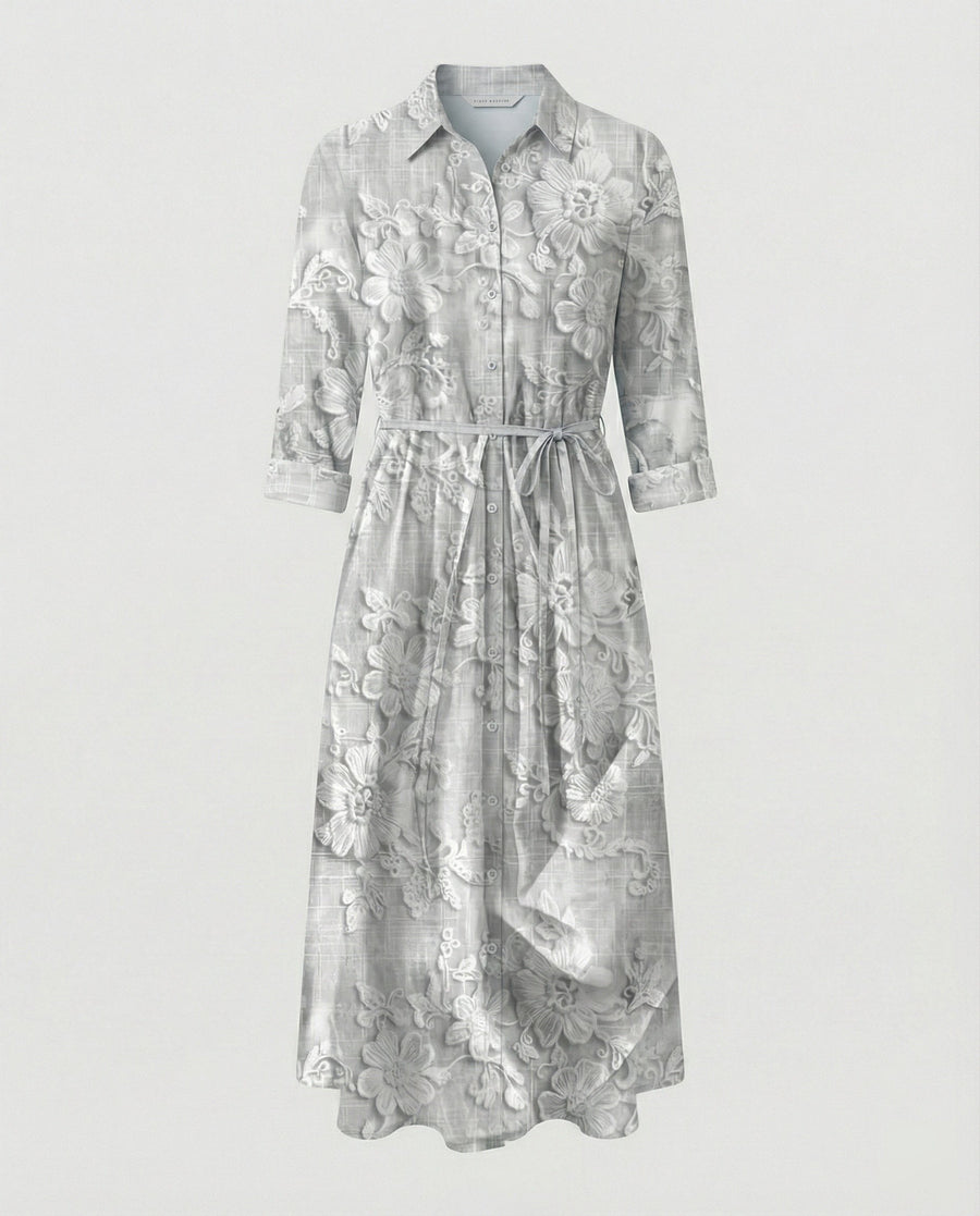 Edie Linen Blend Maxi Dress in Grey