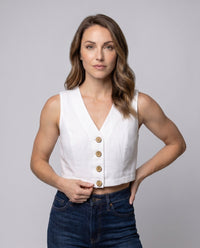 Edie Linen Top with V-Neck