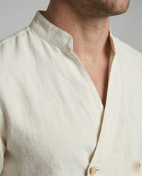 Edmund Casual Linen Shirt with Stand Collar