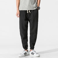 Edmund Lightweight Linen Trousers in Black