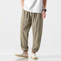 Edmund Lightweight Linen Trousers in Khaki