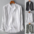 Eduard Casual Linen Shirt with Stand Collar and Chest Pocket