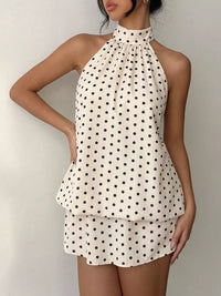 Violet Polka Dot Halter Mini Dress
