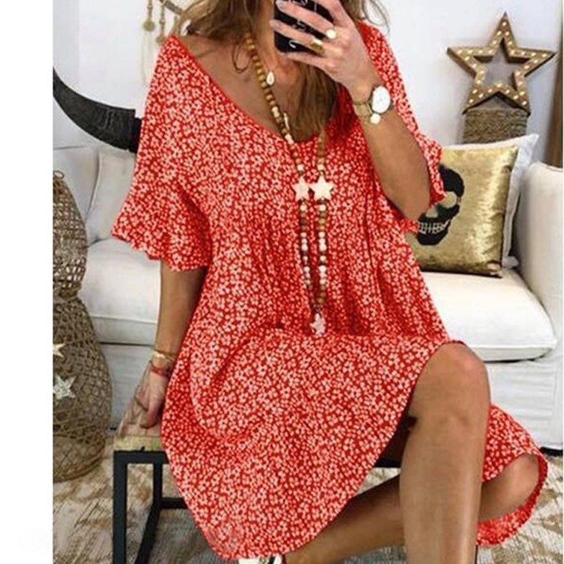 Effie Casual Dress with V-Neck in Black