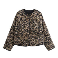 Effie Jacket with Stand Collar and Pockets in Brown