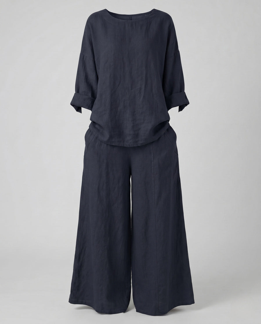 Effie Linen Set in Black