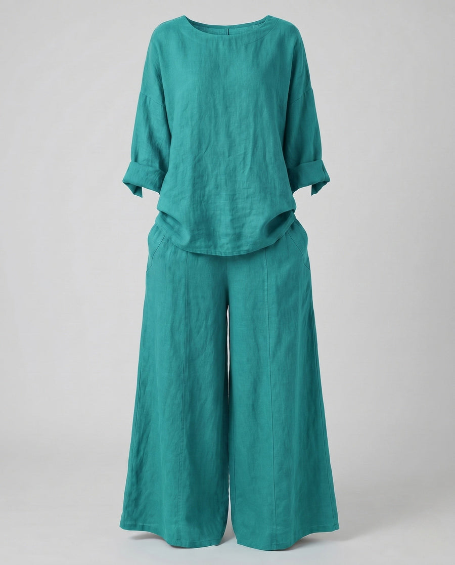 Effie Linen Set in Green