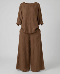 Effie Linen Set in Khaki