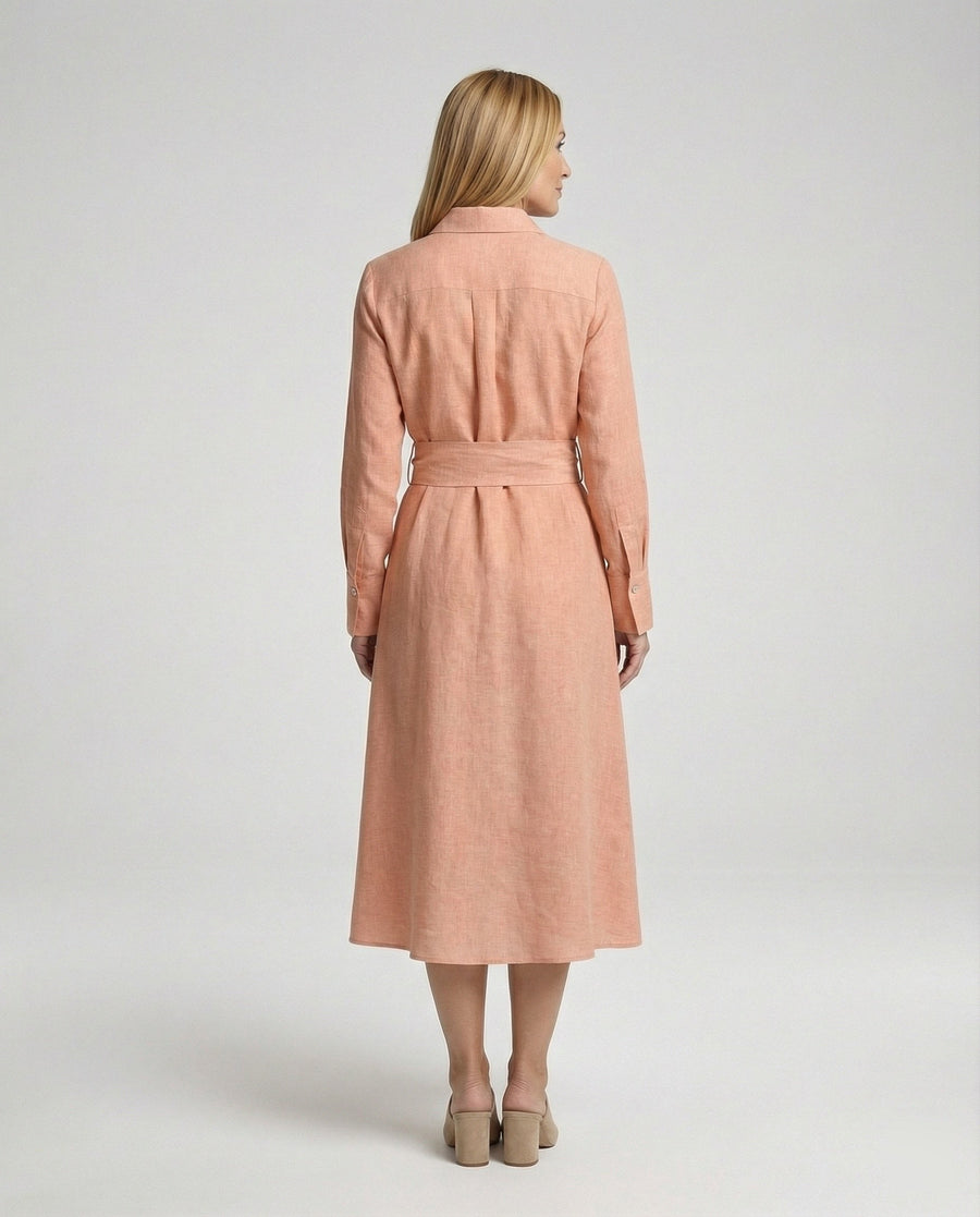 Effie Linen Shirt Dress in Ochre