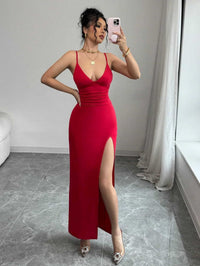 Effie Maxi Dress with Side Split in Red