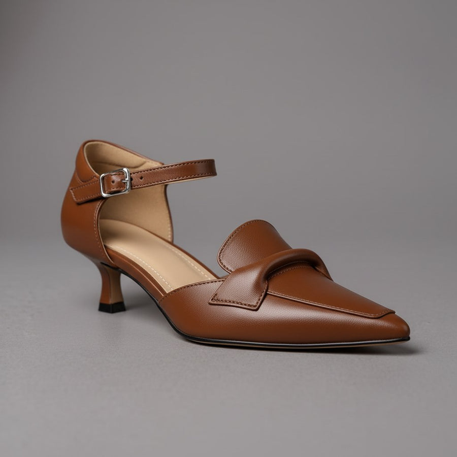 Elaine Kitten Heel Pump in Sienna Brown