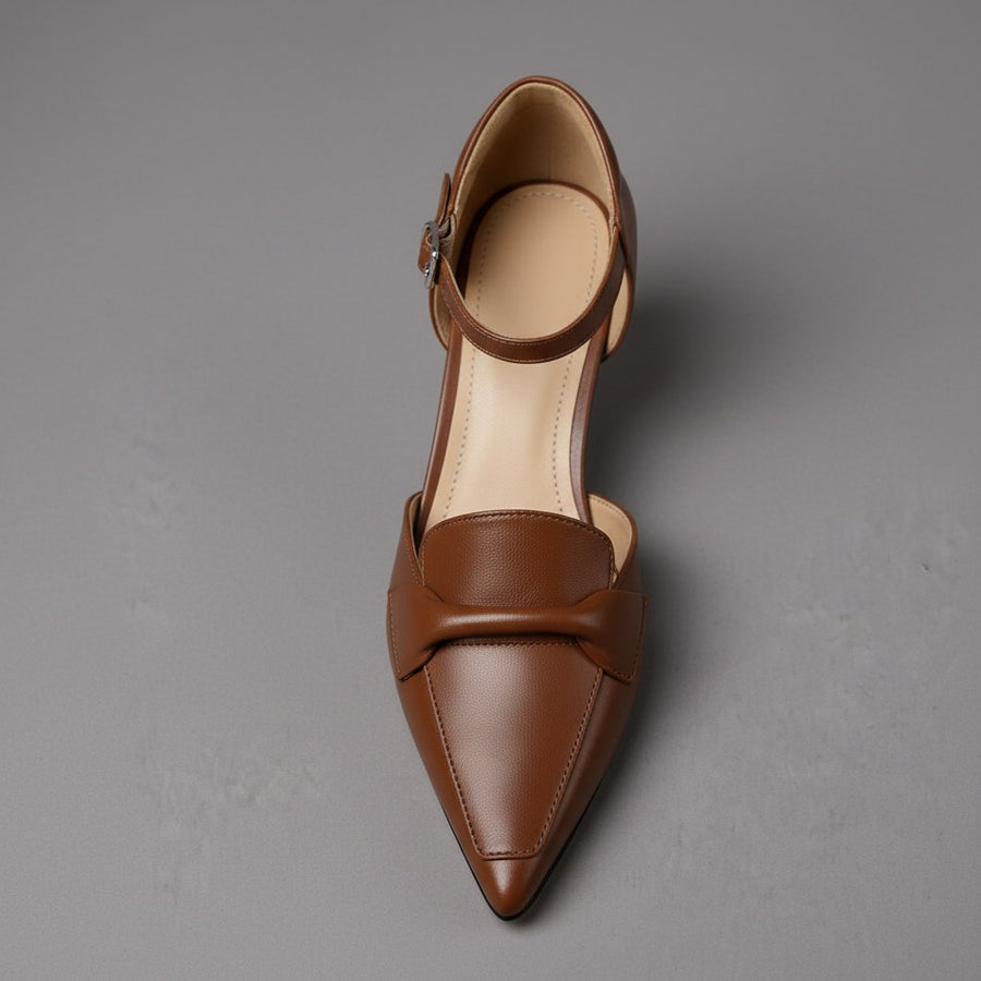 Elaine Kitten Heel Pump in Sienna Brown